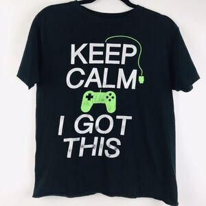 Keep Calm I Got This Boys‎ Video Game T-Shirt Black Green Size L